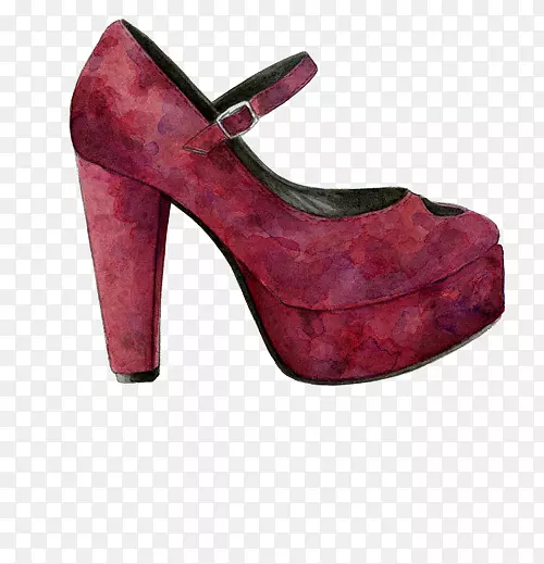高跟鞋时尚插画插图.盛开的红色高跟鞋