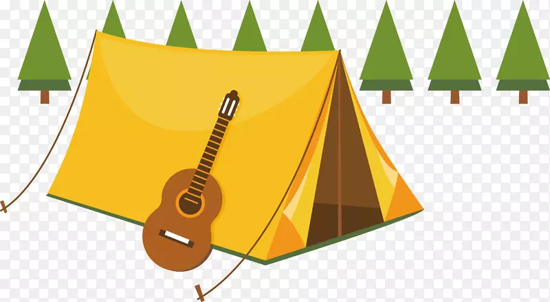 野营夏令营帐篷插图.小提琴装饰载体材料
