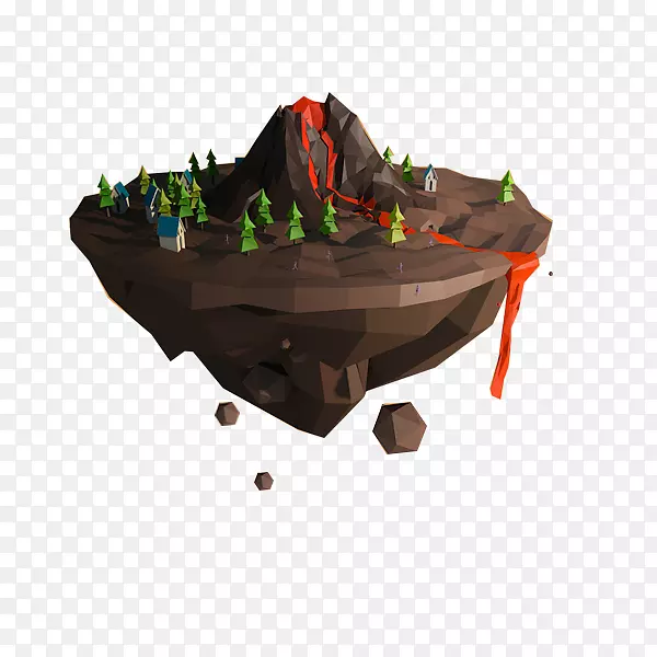 火山低聚设计师插图-矩形多边形创意火山