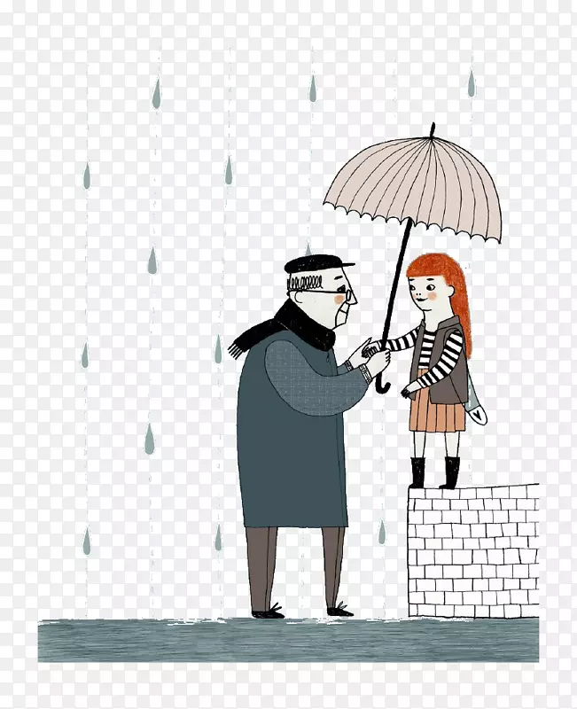 卡通人类行为伞图.卡通雨天