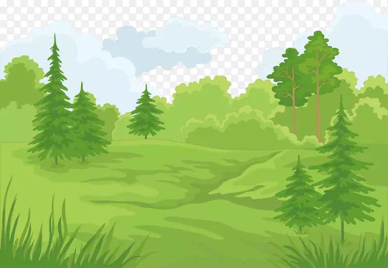 森林卡通景观剪贴画-白云城堡载体