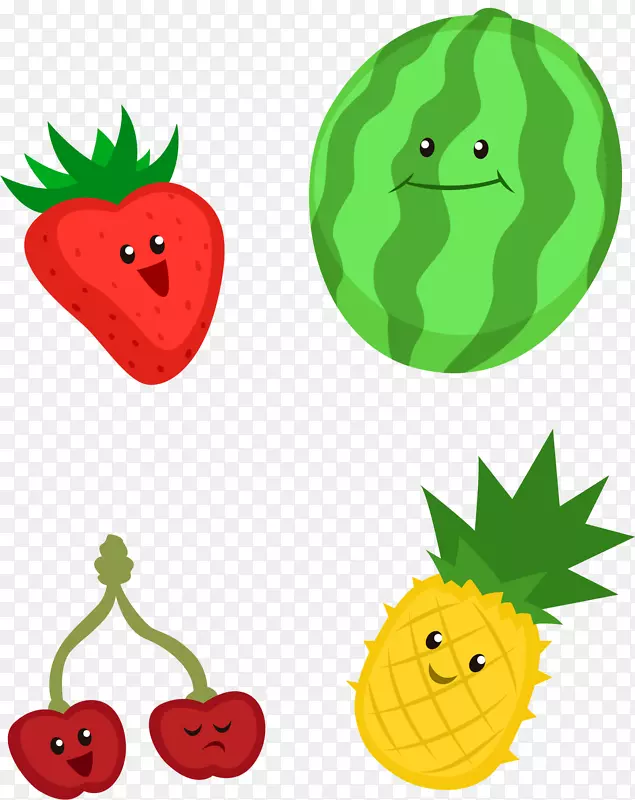 奥格里斯水果卡通-草莓菠萝PNG载体元素