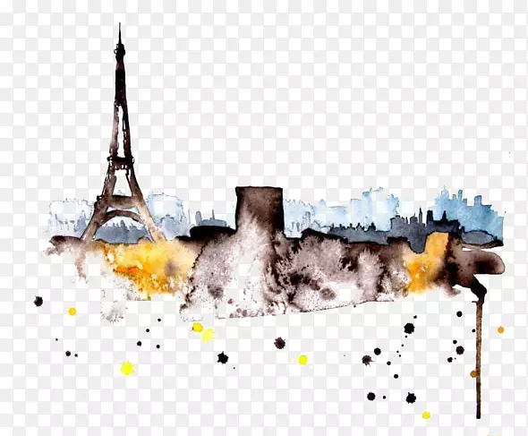 埃菲尔铁塔美容医学&激光巴黎-博士。埃琳娜·罗曼诺娃水彩画-巴黎水彩背景