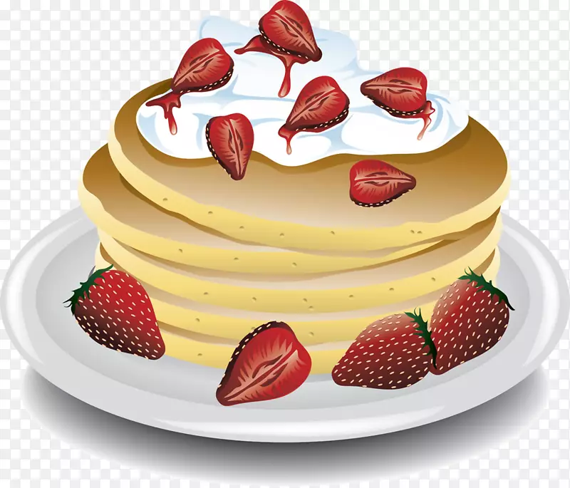 薄煎饼华夫饼夹艺术-草莓蛋糕图像
