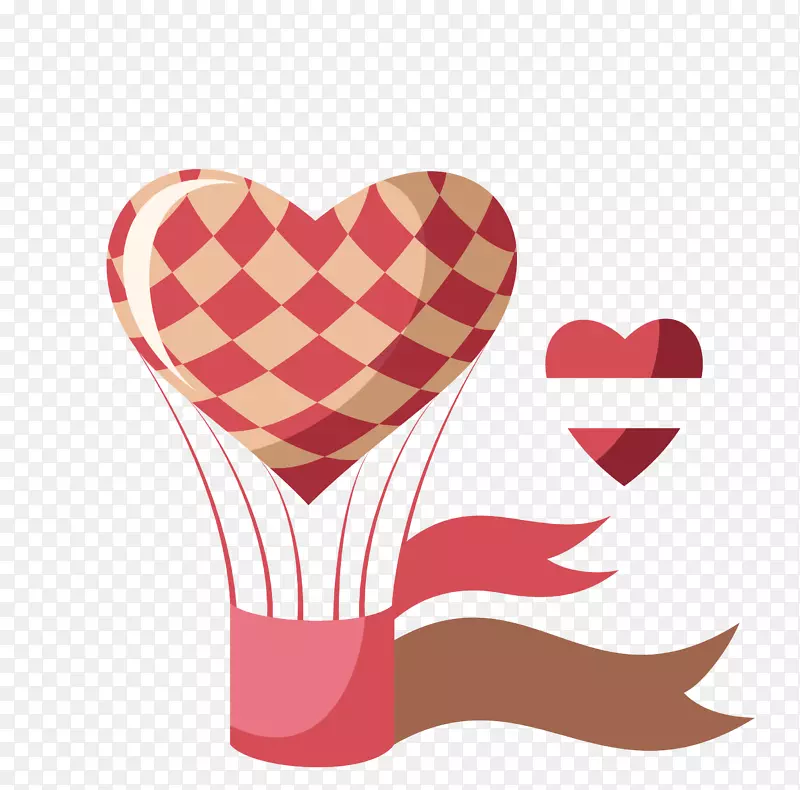 情人节心脏图案-红色降落伞结婚标签