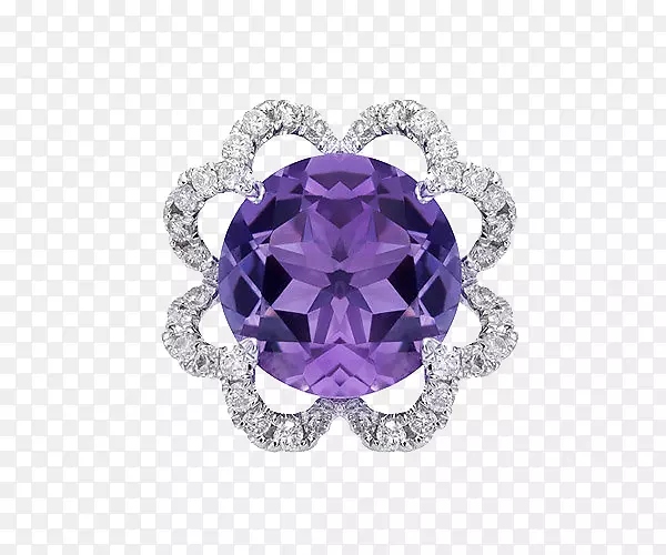 紫水晶紫色蓝宝石环体穿孔珠宝.施华洛世奇珠宝花坠