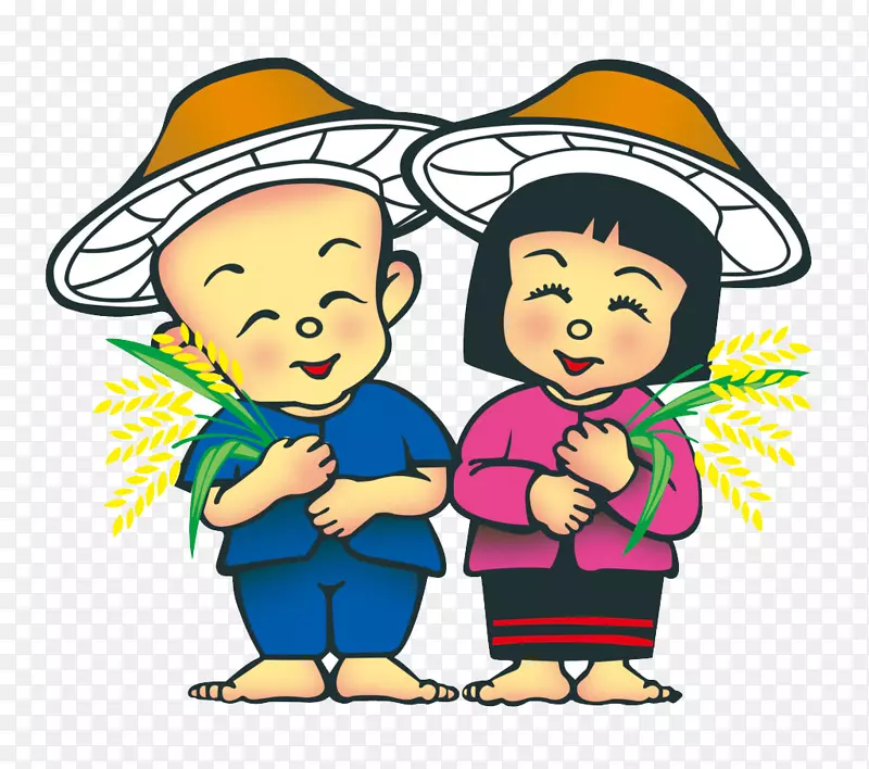 卡通农民-水稻