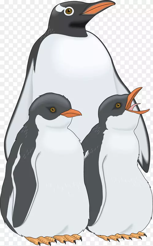企鹅鸟手绘三只企鹅