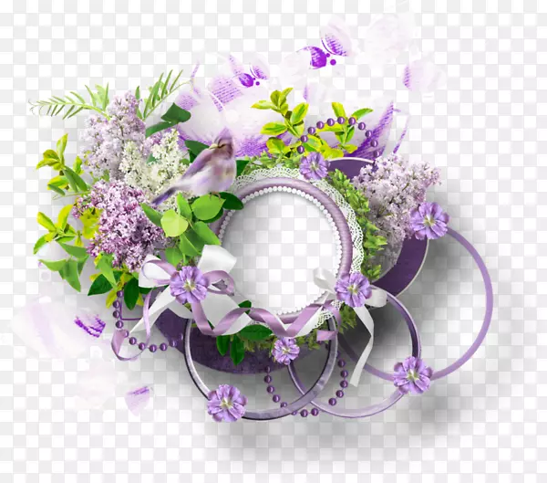 圆形紫花环框