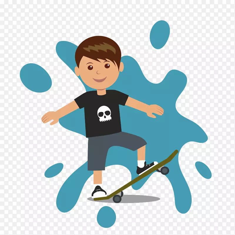 少年滑板插图-滑板