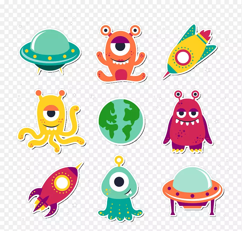 外星生命不明飞行物体-9卡通外星人和不明飞行物