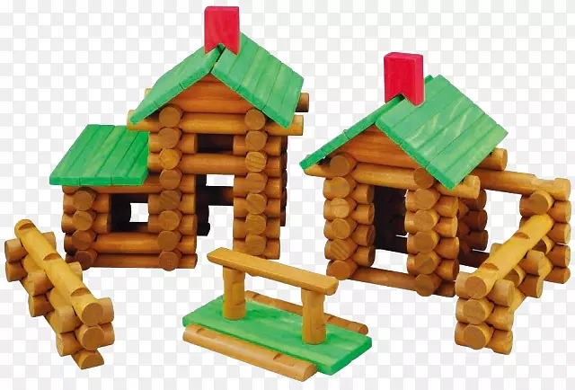 林肯原木，木料建筑，玩具积木堆木屋