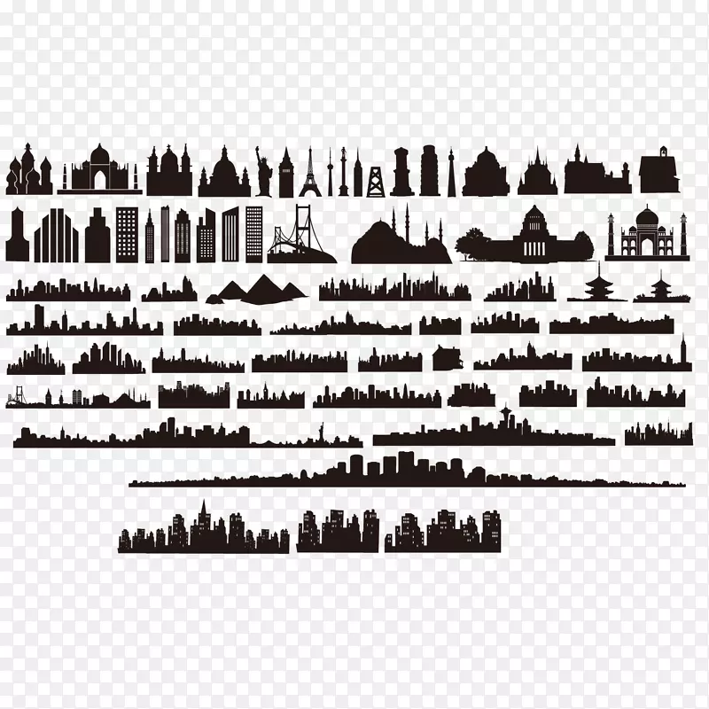 伊斯坦布尔天际线剪影剪贴画-剪影城市建筑