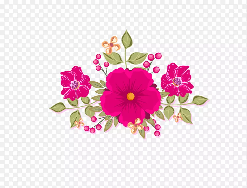 塔布里克花卉设计插图.图红牡丹装饰