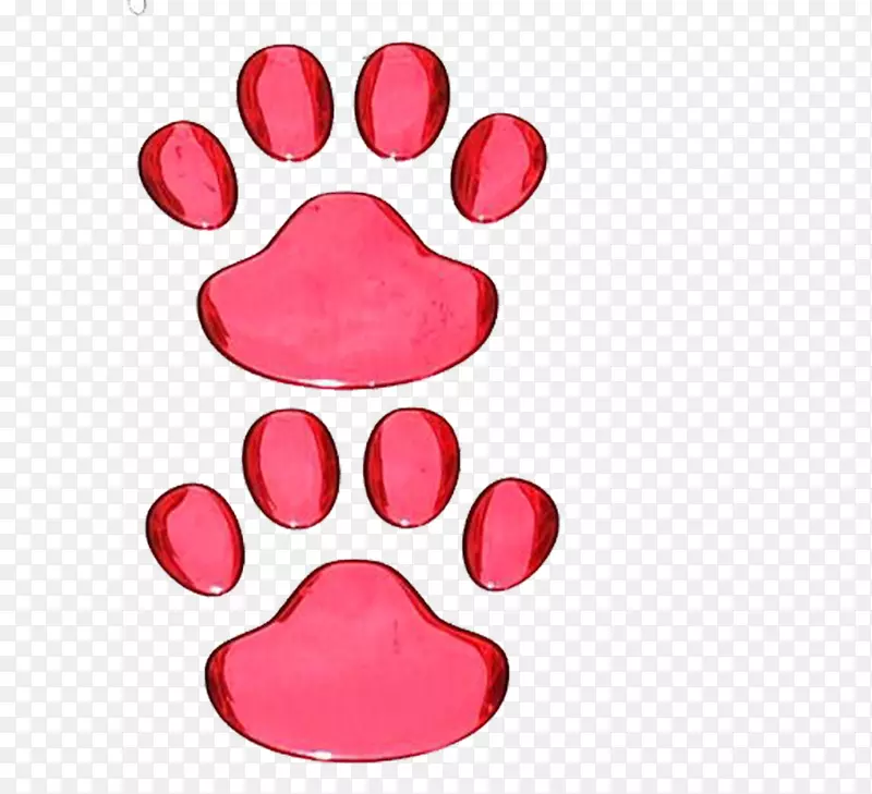 边境牧羊犬编织爪子粉红色金属质地猫脚印