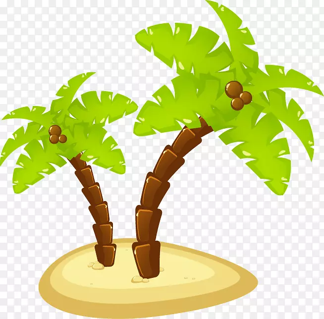 夏季图标-绿色椰子树图案