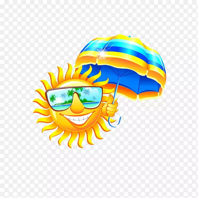 夏季免费剪贴画-卡通太阳伞元素
