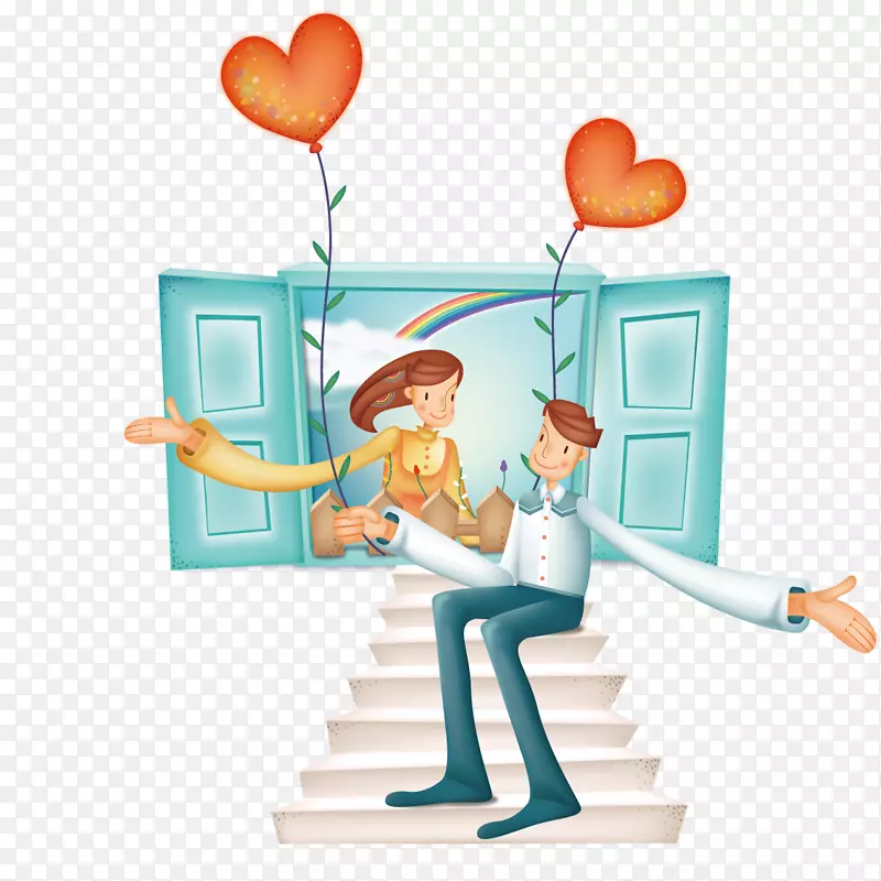 爱情浪漫情人节卡通壁纸-嫁给一个坐在台阶上的男人