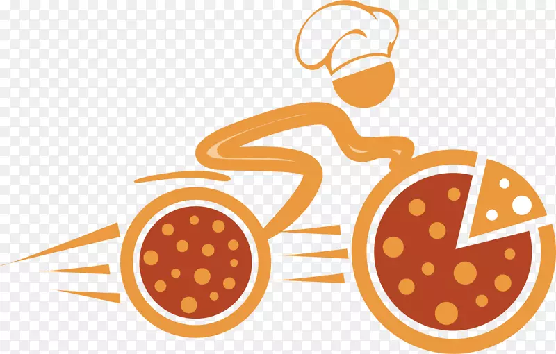 自制比萨饼标志送货-橙色比萨饼自行车