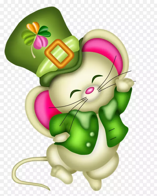 爱尔兰圣帕特里克斯日剪贴画-可爱的卡通鼠标