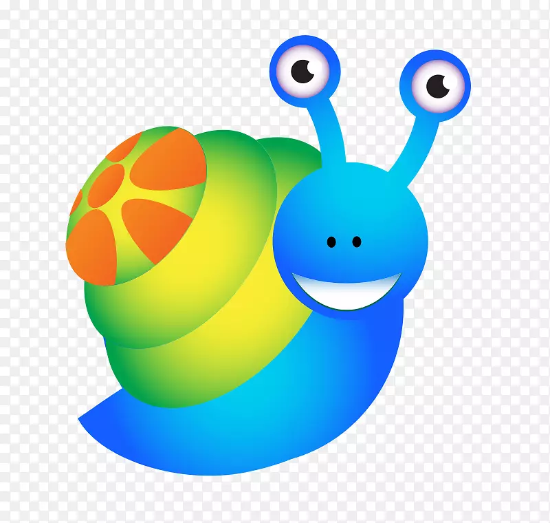 蜗牛画卡通剪辑艺术-蓝色卡通可爱蜗牛
