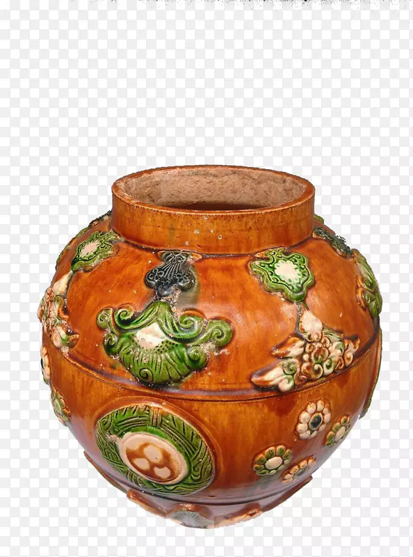 陶瓷三彩-陶器罐