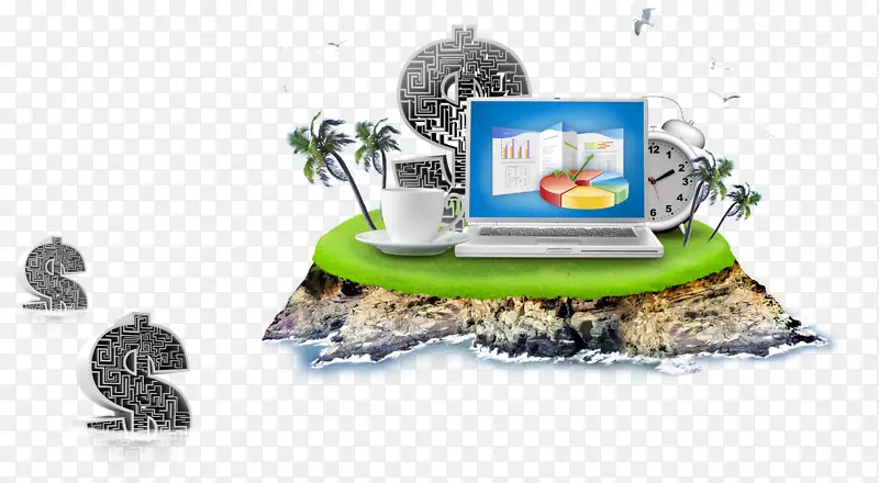 金融海报保险创意融资业务-笔记本电脑岛