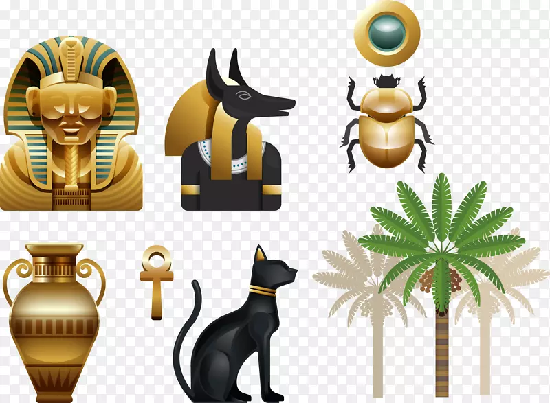 古埃及王室-免费平面设计-椰子树载体材料埃及法老