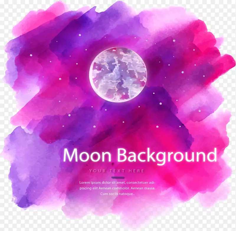 月色水彩画-梦紫色月光
