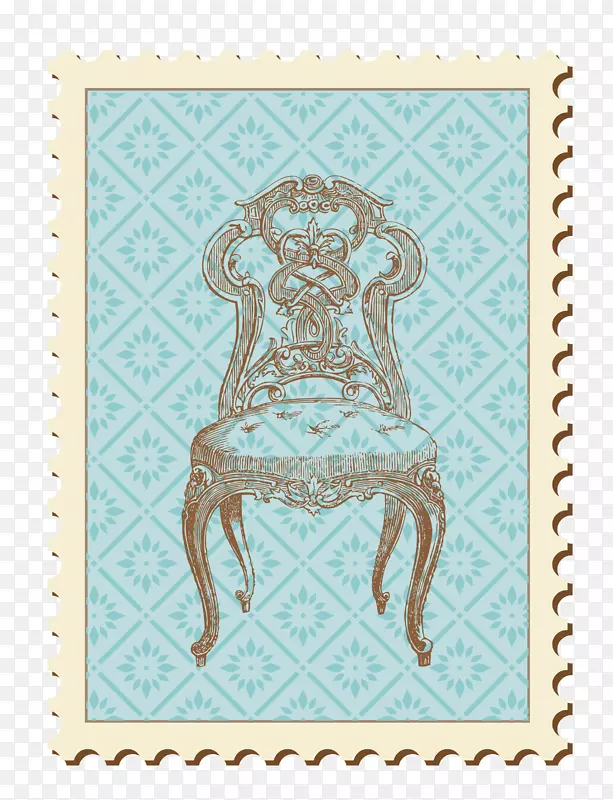 椅子古董家具剪贴画座位邮票材料
