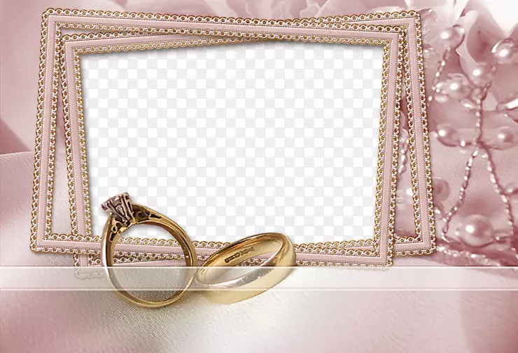 婚纱照-有珍珠戒指婚纱相框。