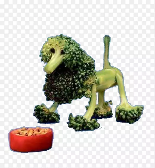 有机食品牛角面包蔬菜雕刻.小狗花椰菜图案