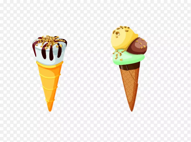 冰淇淋筒圣代-美味的圆锥形