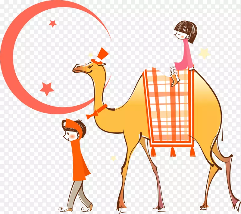 骆驼卡通-引导的骆驼人