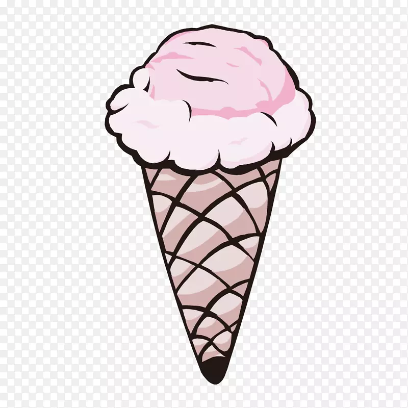 巧克力冰淇淋草莓冰淇淋圆锥大黄派-创意粉红锥