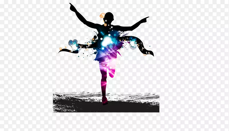 运动下载-彩色手绘舞者