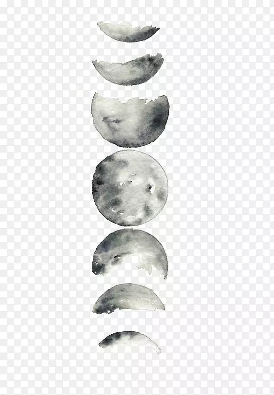 超级月亮月相水彩画-月亮