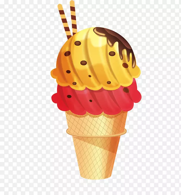 冰淇淋锥形圣代抹茶彩绘锥