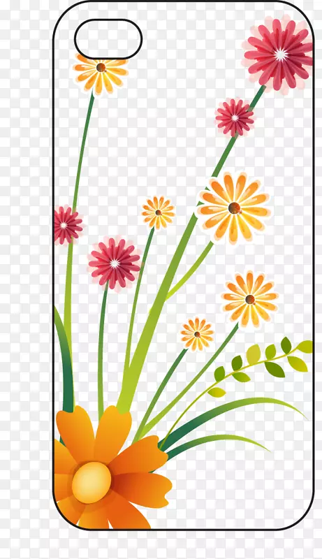 花卉设计土坯插画艺术卡通彩绘手机盒