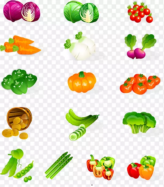 花椰菜叶蔬菜插图-橄榄菜南瓜创意