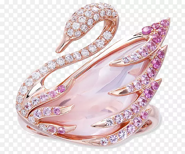 锡尼尼水晶粉红色施华洛世奇珠宝首饰-粉红色天鹅施华洛世奇珠宝戒指