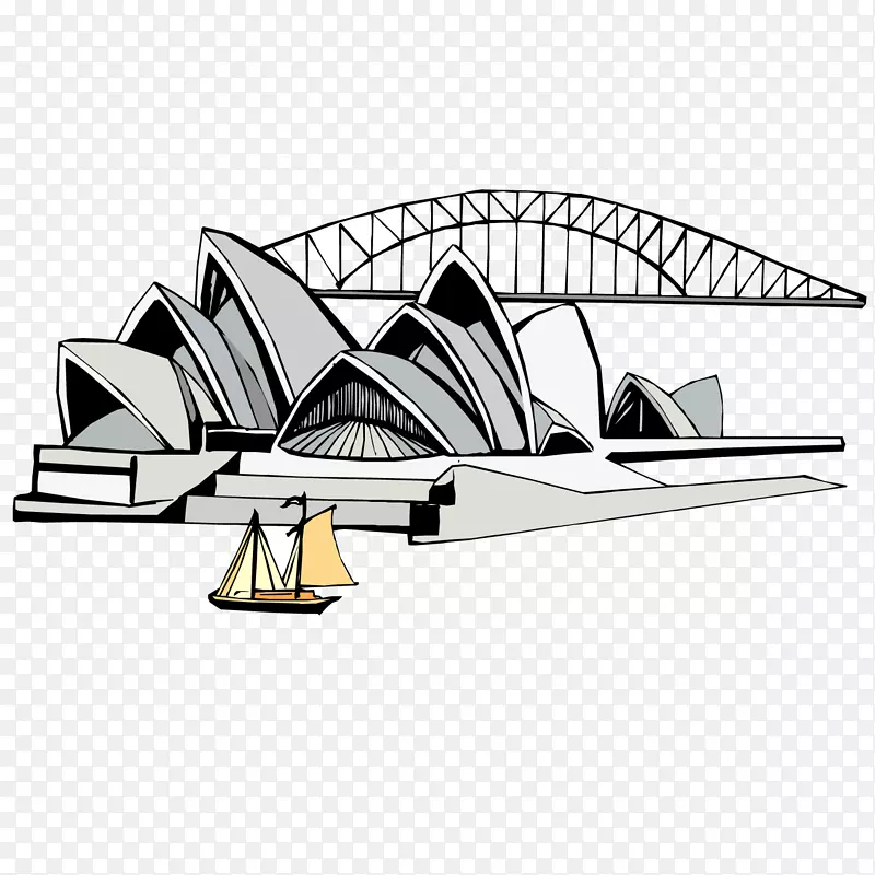 悉尼歌剧院旅游景点平面设计插图-欧洲大桥