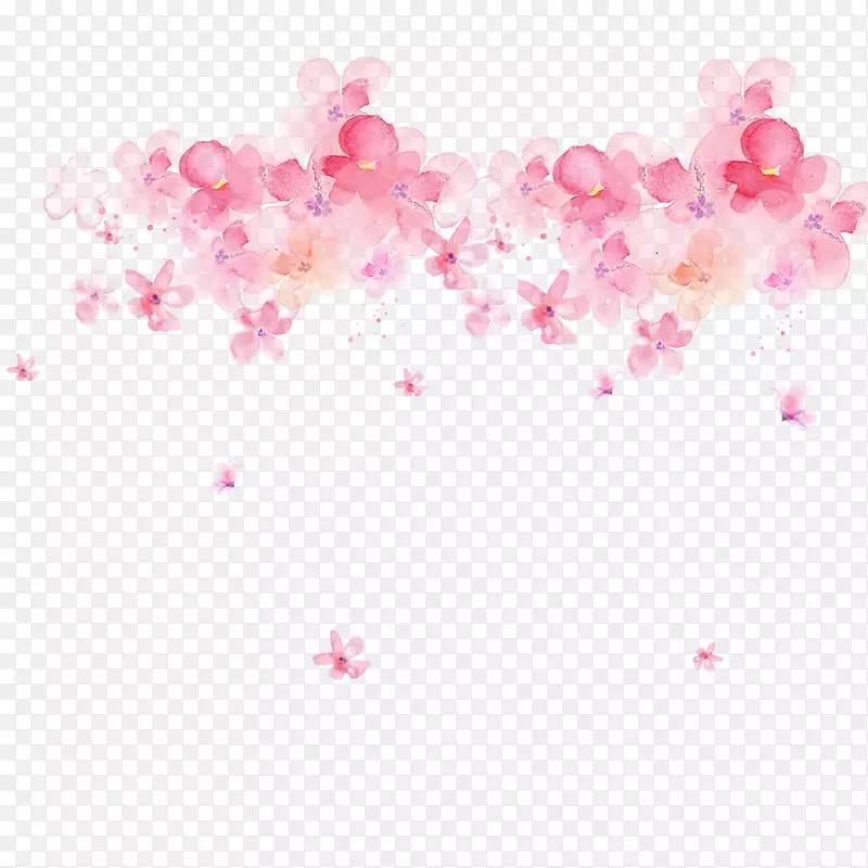 水彩画下载透明度和半透明-粉红色水彩花