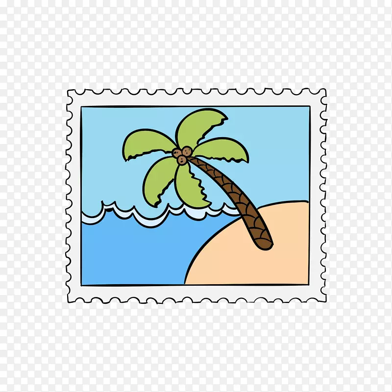 海滩椰子树邮票