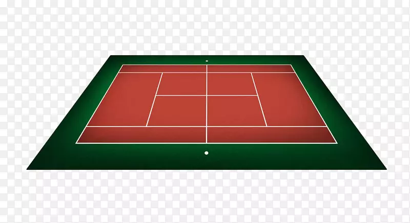 网球中心球区角手绘红色羽毛球场