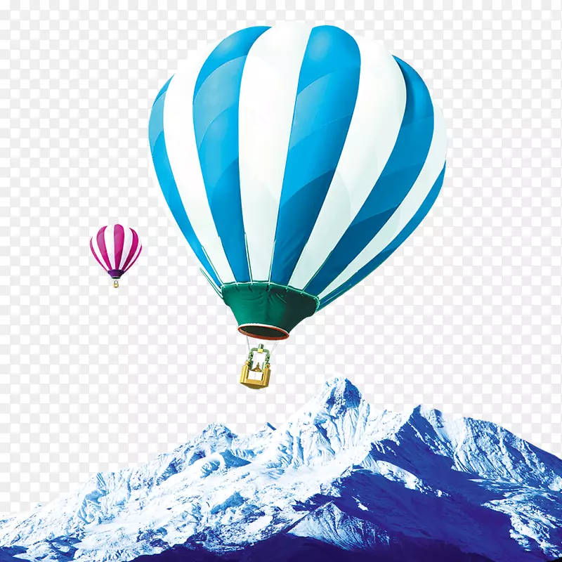 热气球蓝色图标-冰山飞行