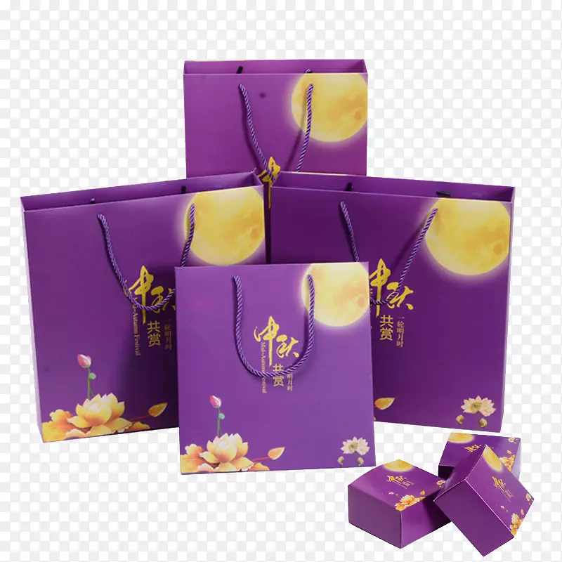 月饼纸盒紫色包装和标签精美紫色月饼盒