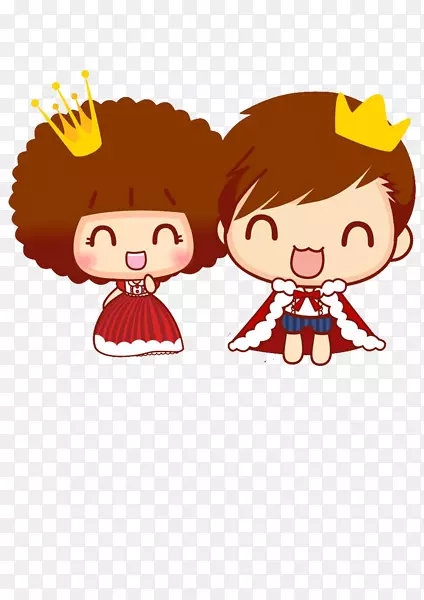 卡通插图-王子和公主