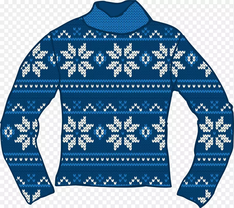 T恤衫圣诞套衫蓝色雪花毛衣