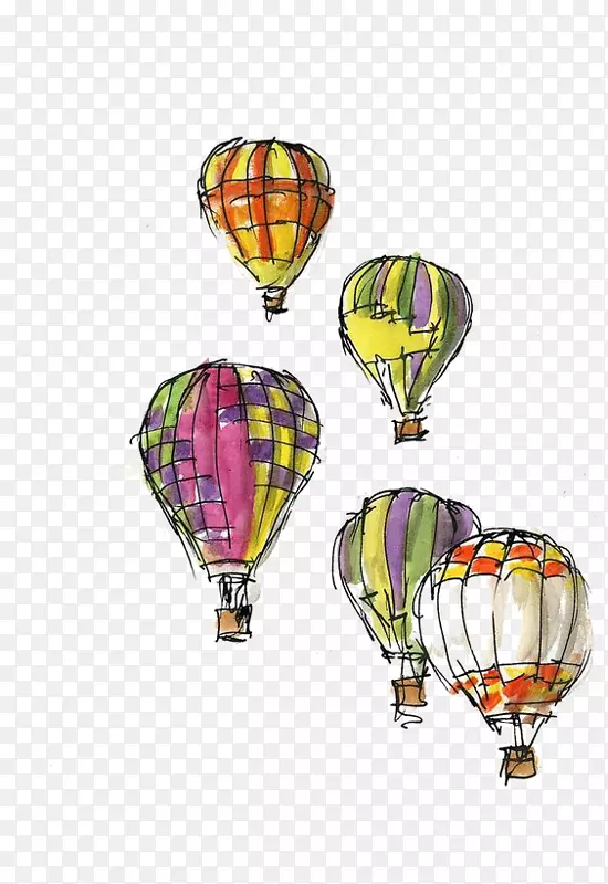 热气球节贺卡草图-卡通热气球